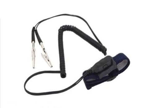 สายรัดข้อมือกันไฟฟ้าสถิตแบบมีสาย สายกราวด์ข้อมือกันไฟฟ้าสถิต Dual wire fabric wrist strap set bsc