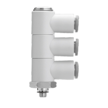ข้อต่อลม ฟิตติ้งลม Smc triple branch universal male elbow kq2zt