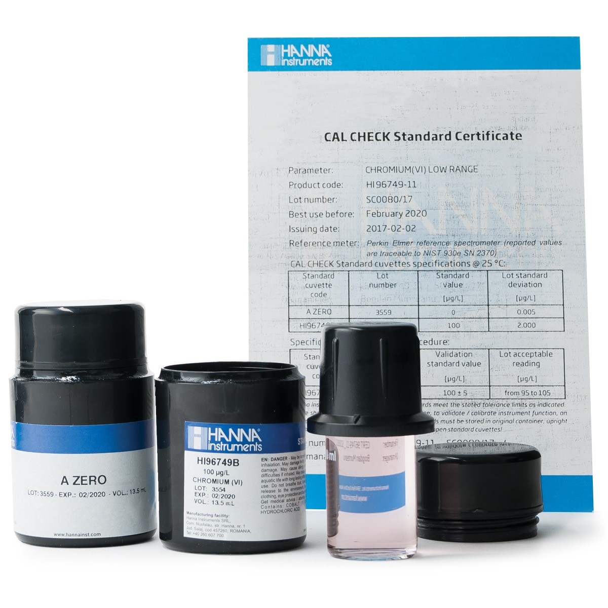 Cal check standards for chromium hanna hi96749-11