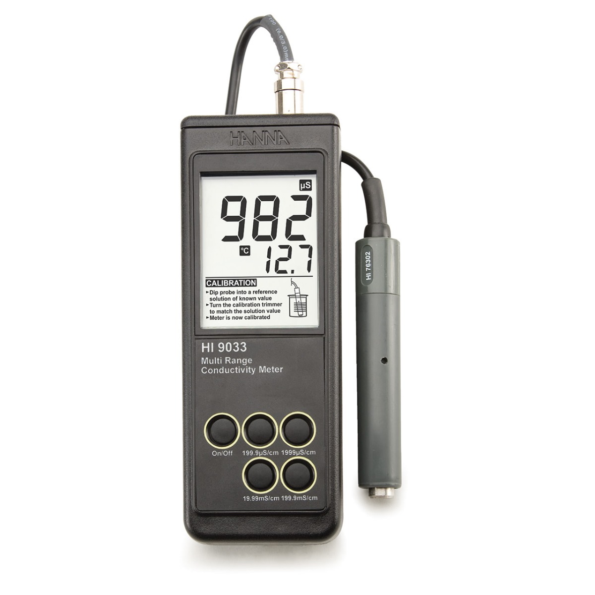Heavy duty waterproof portable conductivity meter hanna hi9033