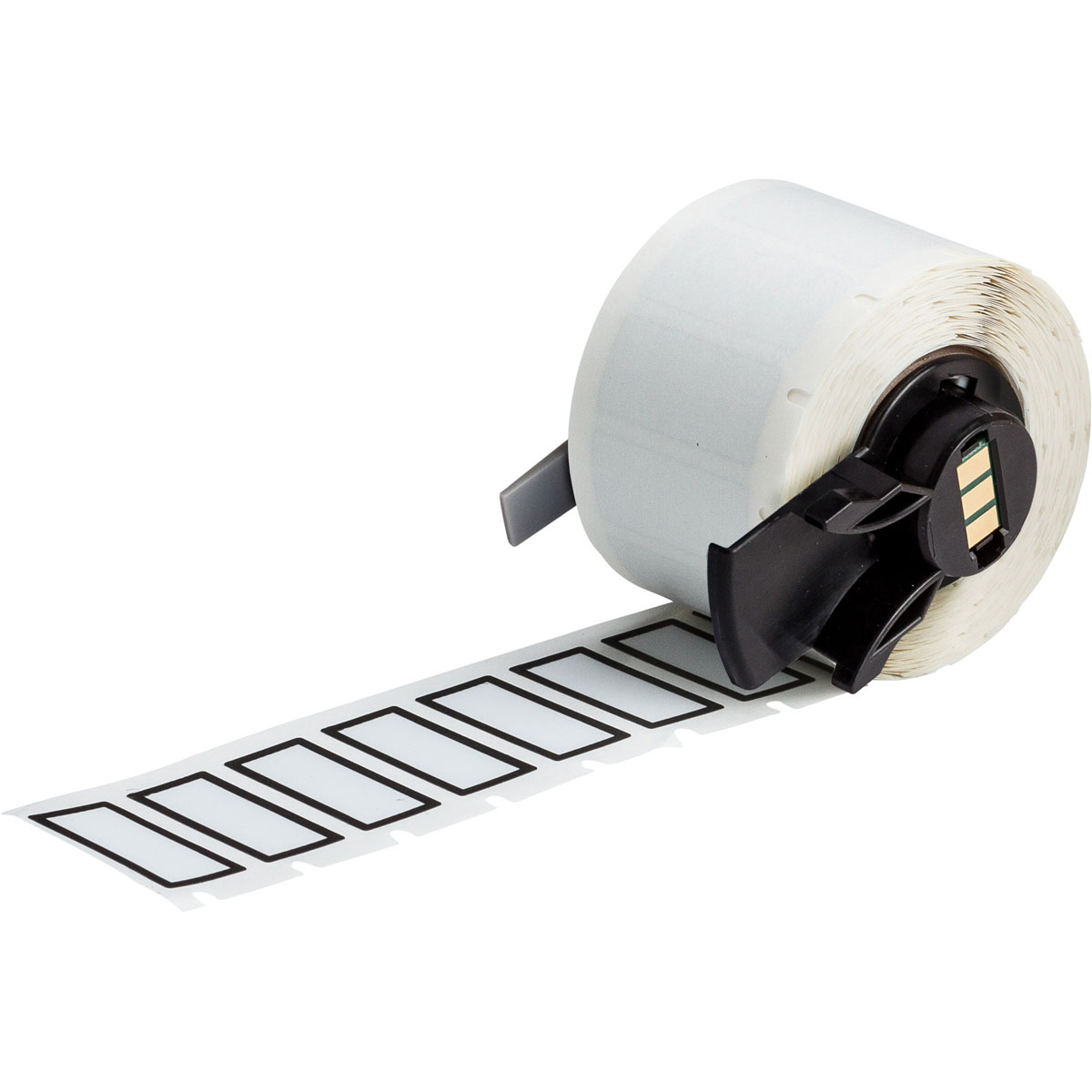 Brady metallized matte polyester pre printed black border label