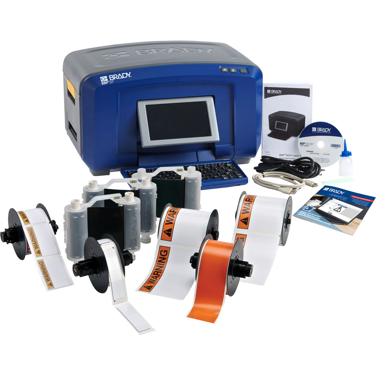 เครื่องพิมพ์สีเบรดี้พร้อมซอฟแวร์ Brady bbp37 color and cut printer with workstation safety and facility id software suite