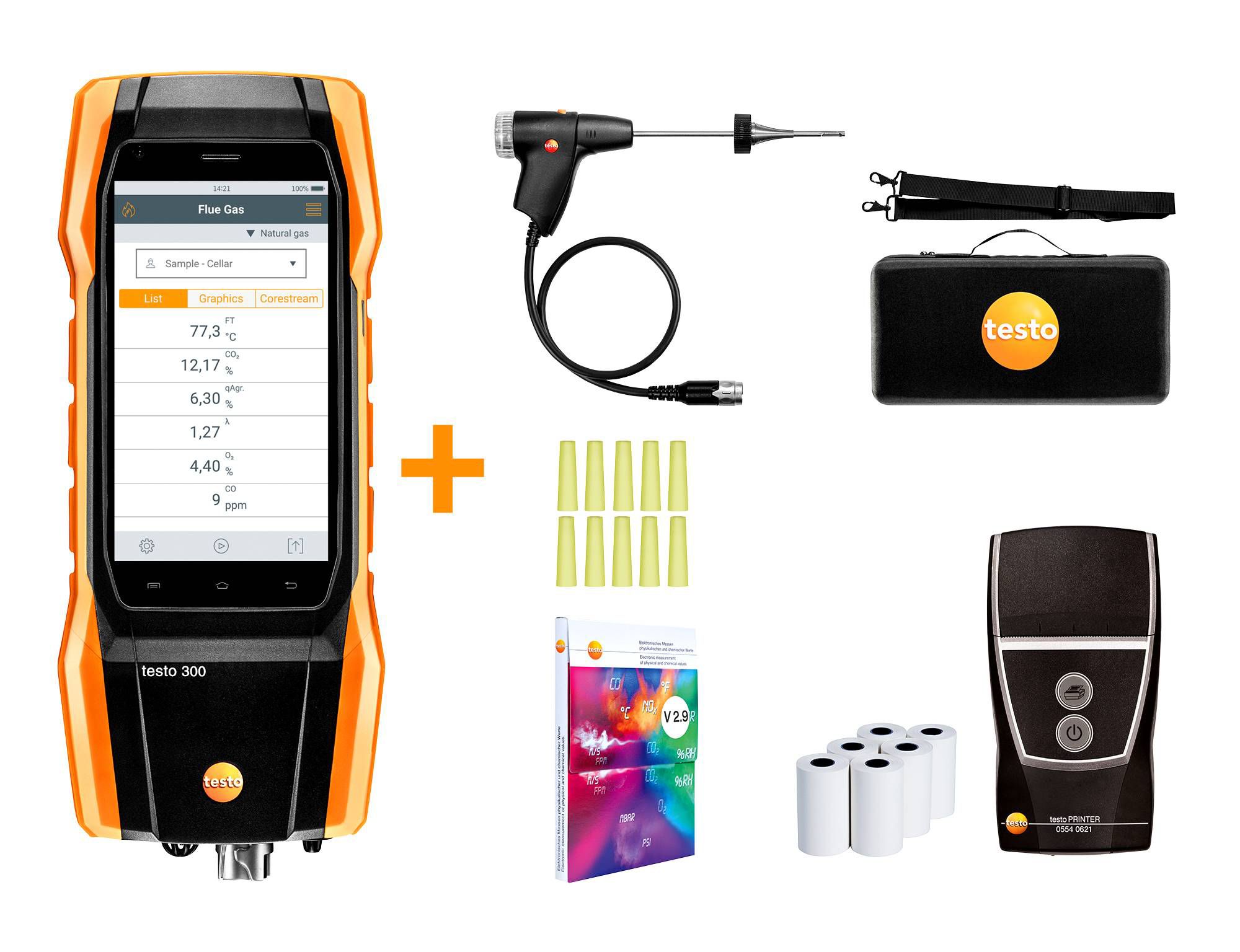 เครื่องวัดก๊าซไอเสีย O2 CO testo-300 kit 1