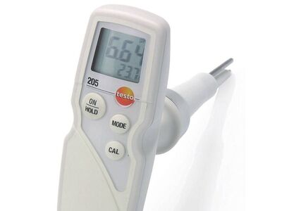 เครื่องวัดค่ากรด-ด่างและอุณหภูมิแบบมือเดียว testo-205