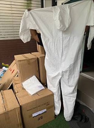 ชุด ppe ชุดป้องกันฝุ่น ไวรัส เชื้อโรค และสารเคมี