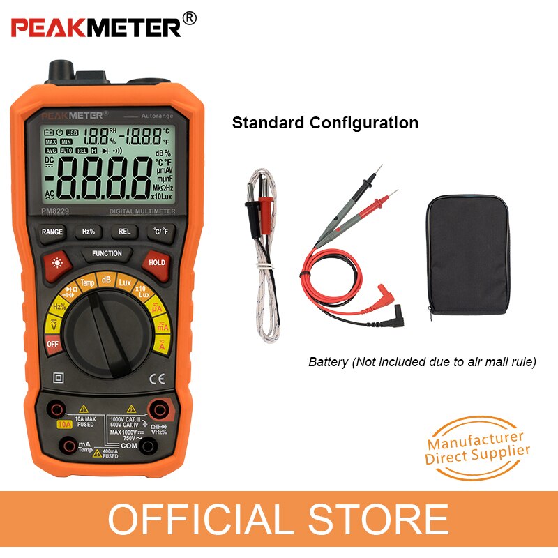 มัลติมิเตอร์และเครรื่องวัดแสง ดิจิตอล PEAKMETER รุ่น PM8229
