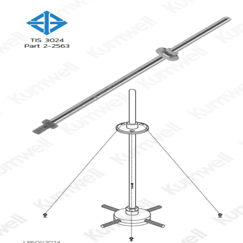 Blunt End Air Terminal Height plus and minus 1.5 m. Aluminium with Guy Wire Support