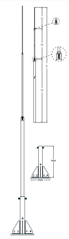 Self - Standing Lightning Pole (Hot Dip Galvanized) Pole