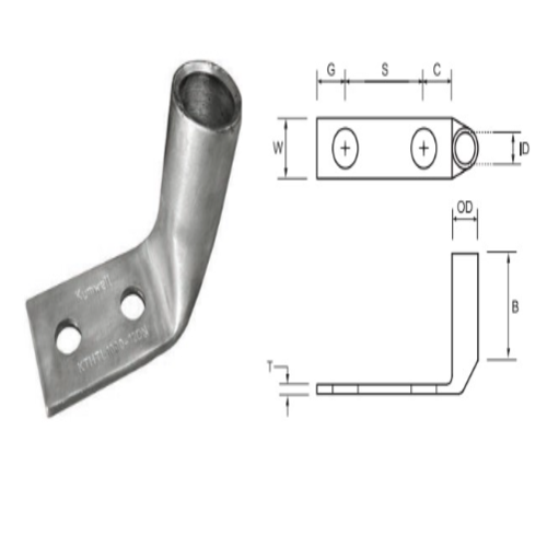Copper Lugs Two-Hole Long Barrel 90  Pad